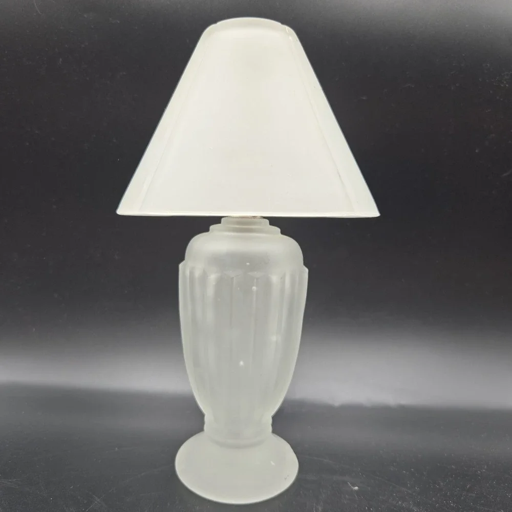 VTG Frosted Glass Fairy Lamp 2-Piece Candle Holder Tea Light 9x5 MCM Cottagecore